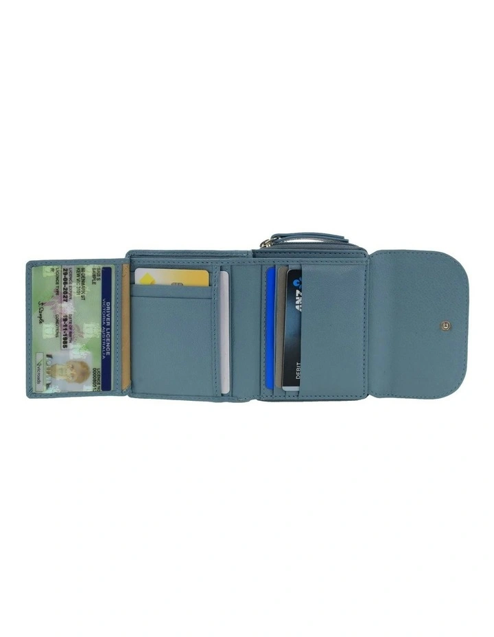 Pierre Cardin Ladies Leather Tri-Fold Tab Wallet in Blue image 4