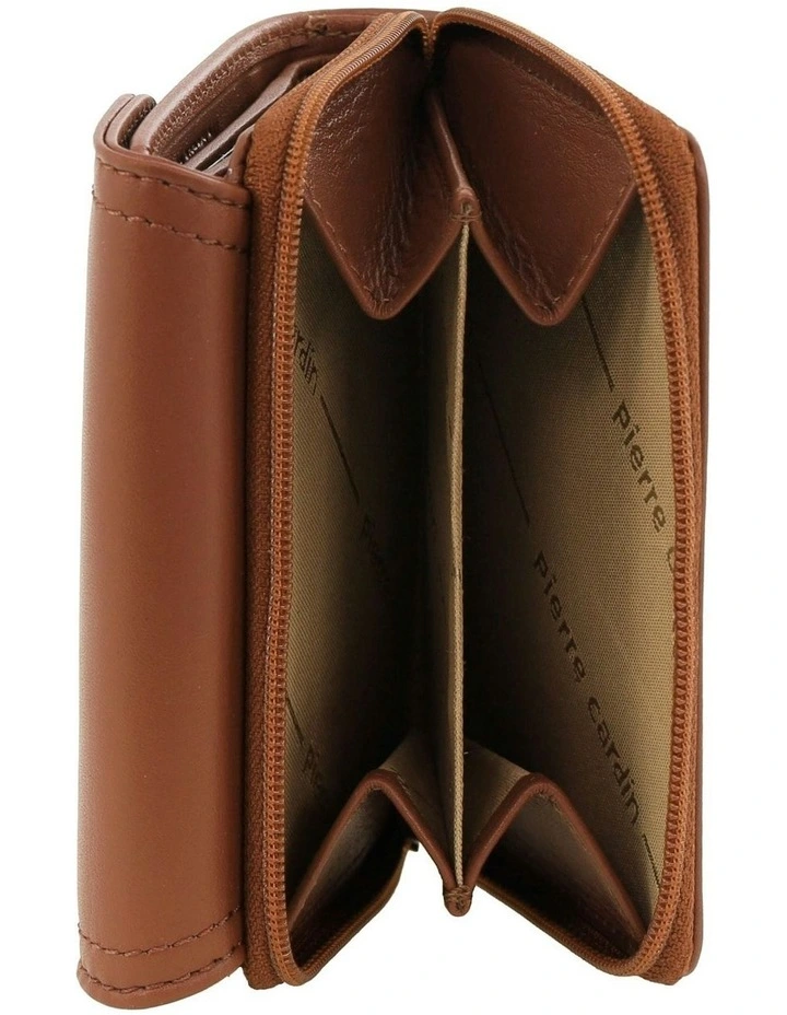 Leather Tri-Fold Tab Wallet in Cognac image 2