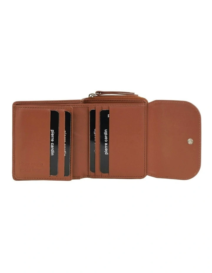 Leather Tri-Fold Tab Wallet in Cognac image 3