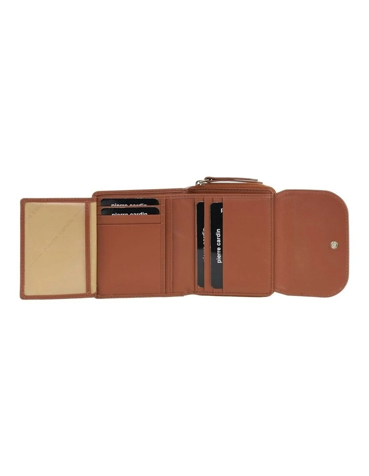 Leather Tri-Fold Tab Wallet in Cognac image 4
