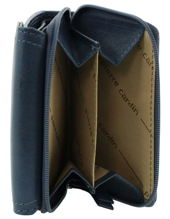 Pierre Cardin Ladies Leather Tri-Fold Tab Wallet in Denim image 2