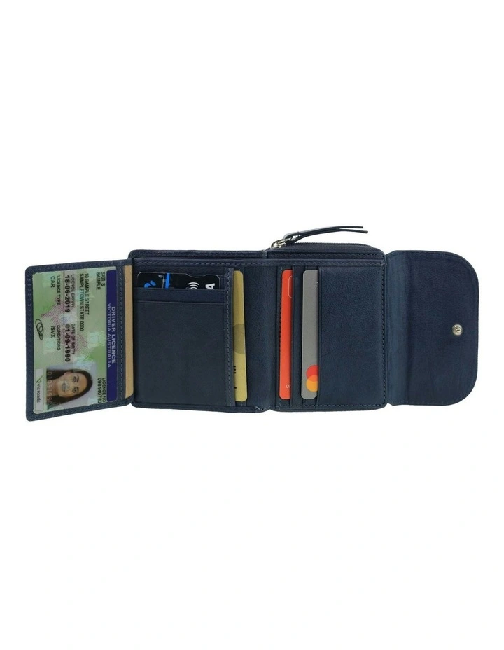 Pierre Cardin Ladies Leather Tri-Fold Tab Wallet in Denim image 4