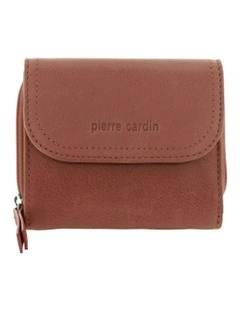 Leather Tri-Fold Tab Wallet in Marsala