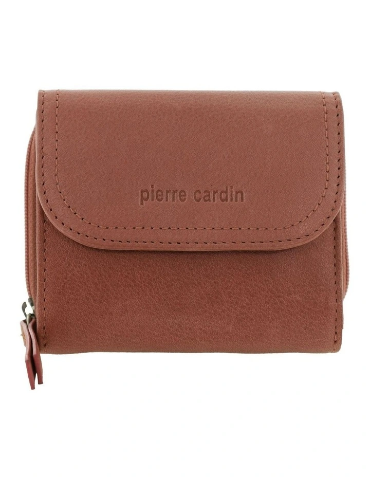 Leather Tri-Fold Tab Wallet in Marsala image 1