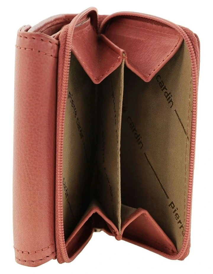 Leather Tri-Fold Tab Wallet in Marsala image 2
