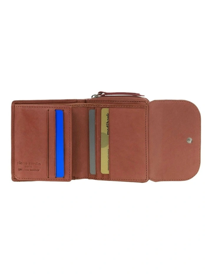 Leather Tri-Fold Tab Wallet in Marsala image 3