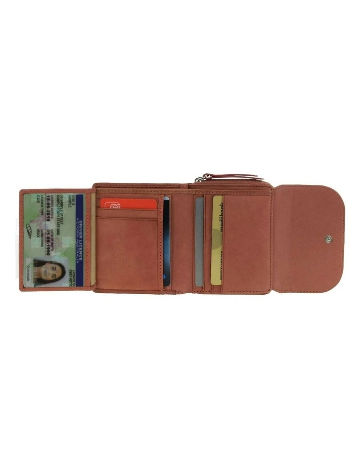 Leather Tri-Fold Tab Wallet in Marsala image 4