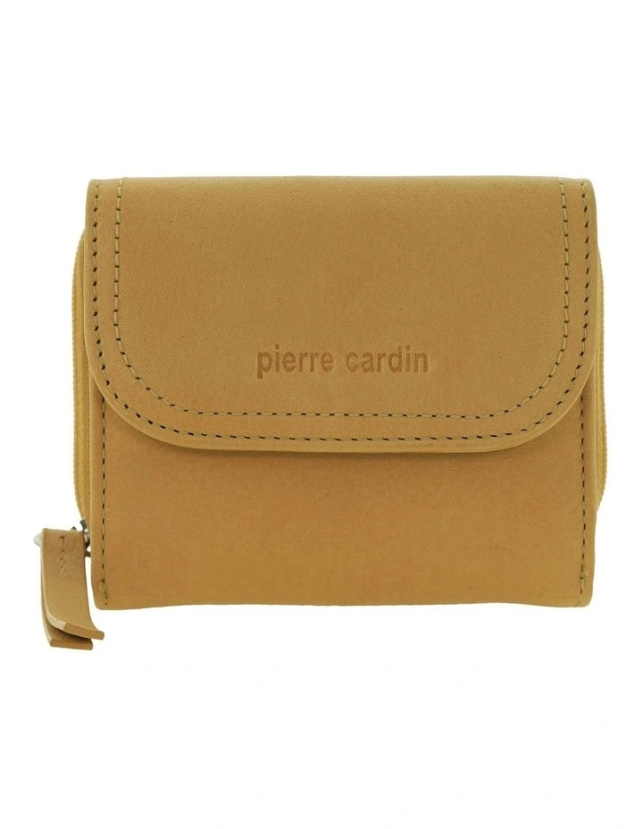 Pierre Cardin Ladies Leather Tri-Fold Tab Wallet in Mustard image 1