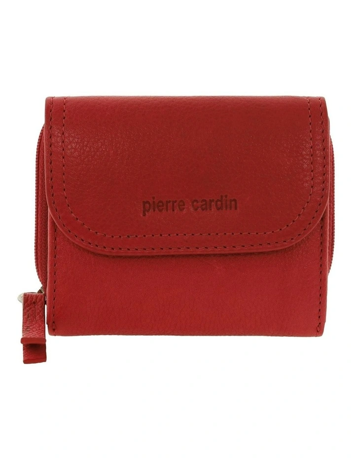 Pierre Cardin Ladies Leather Tri-Fold Tab Wallet in Red image 1