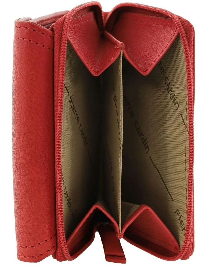 Pierre Cardin Ladies Leather Tri-Fold Tab Wallet in Red image 2