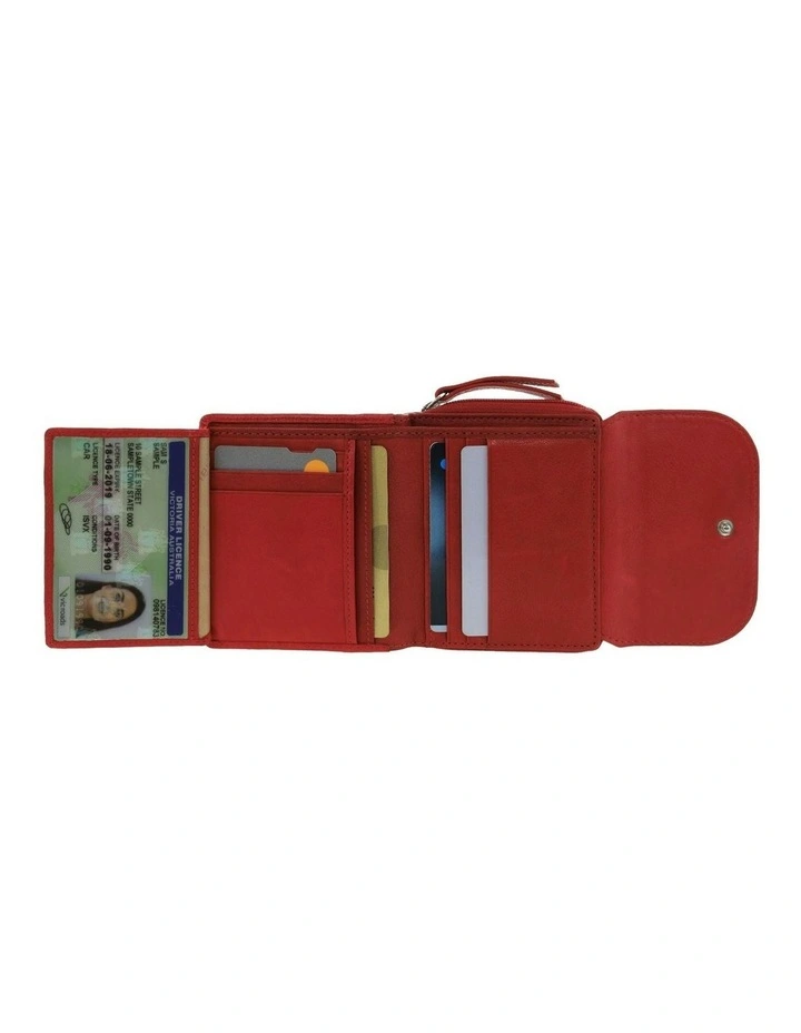 Pierre Cardin Ladies Leather Tri-Fold Tab Wallet in Red image 4