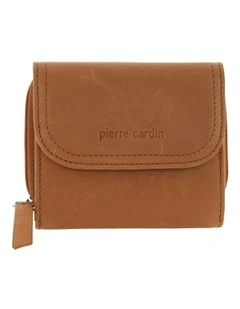 Pierre Cardin Ladies Leather Tri-Fold Tab Wallet in Tan