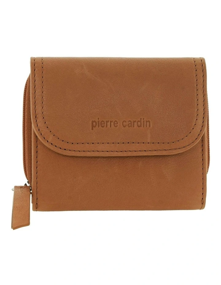 Pierre Cardin Ladies Leather Tri-Fold Tab Wallet in Tan image 1