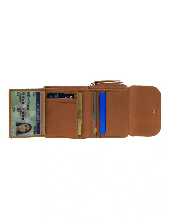 Pierre Cardin Ladies Leather Tri-Fold Tab Wallet in Tan image 4