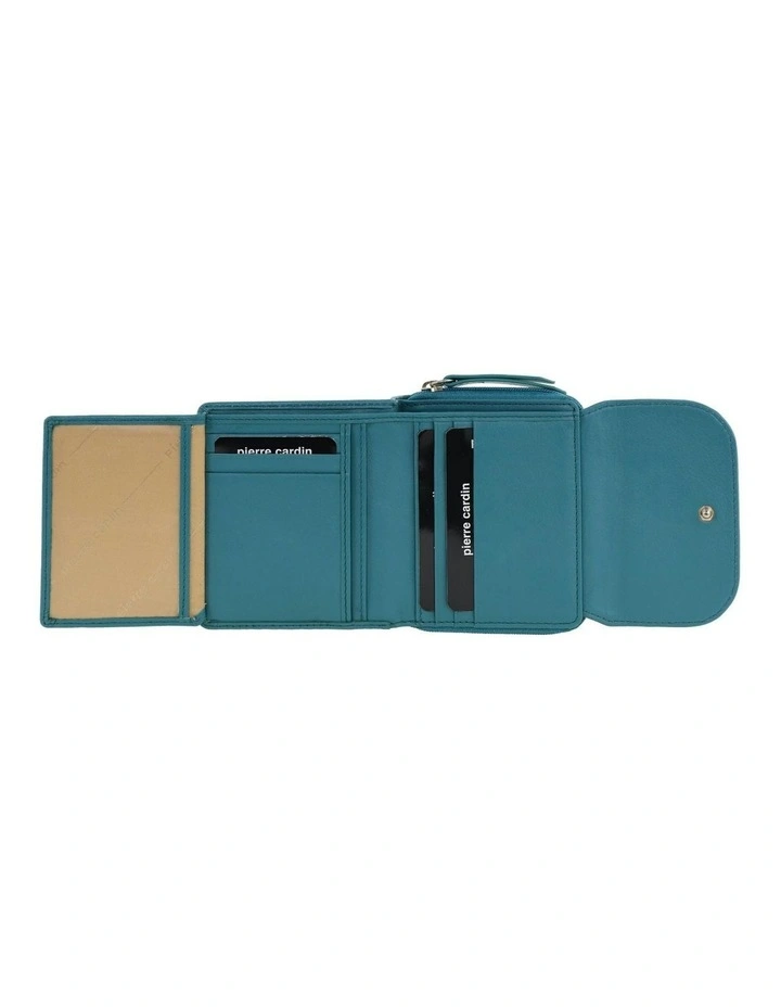Leather Tri-Fold Tab Wallet in Turquoise image 4
