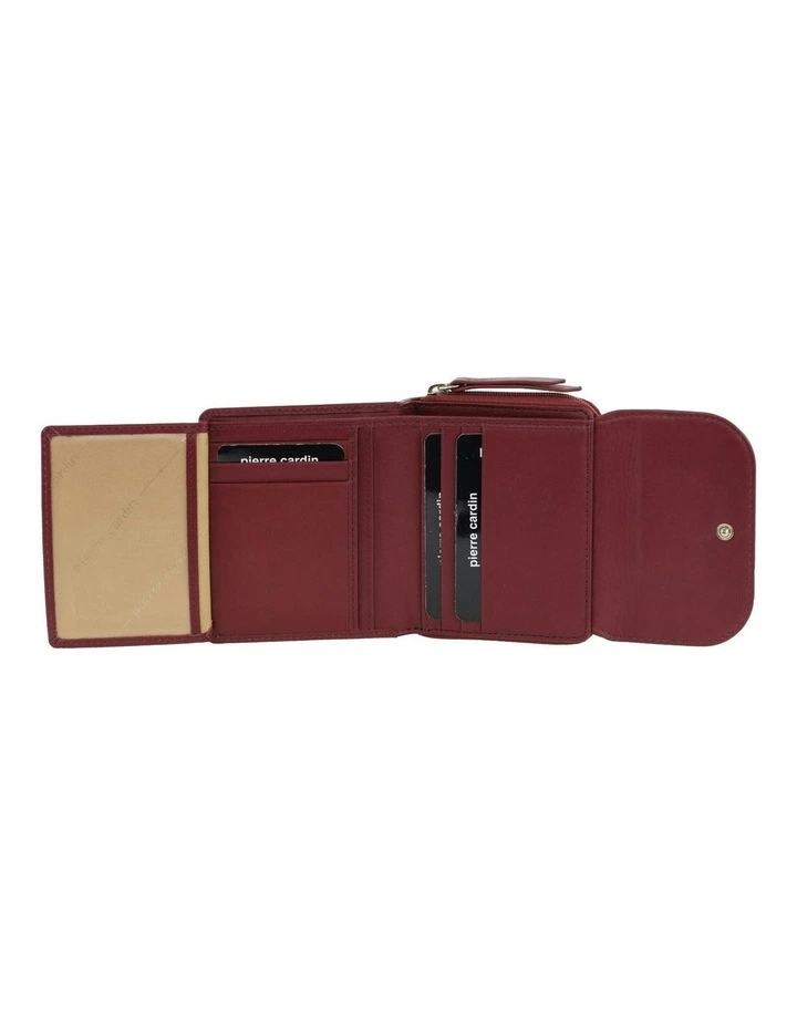 Leather Tri-Fold Tab Wallet in Wine image 4
