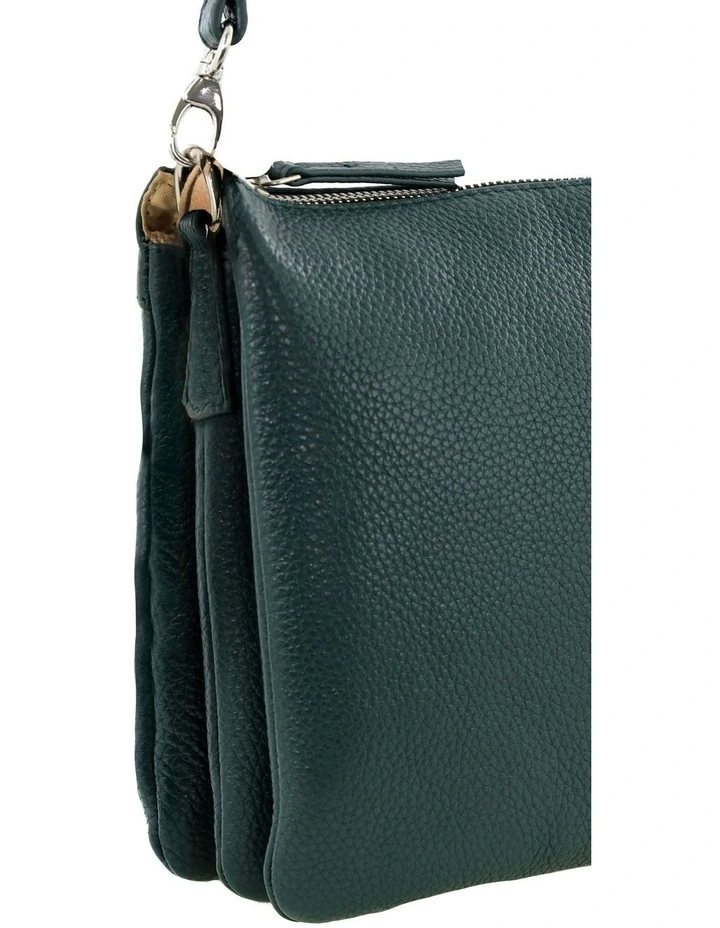 Leather Crossbody Bag in Green image 5