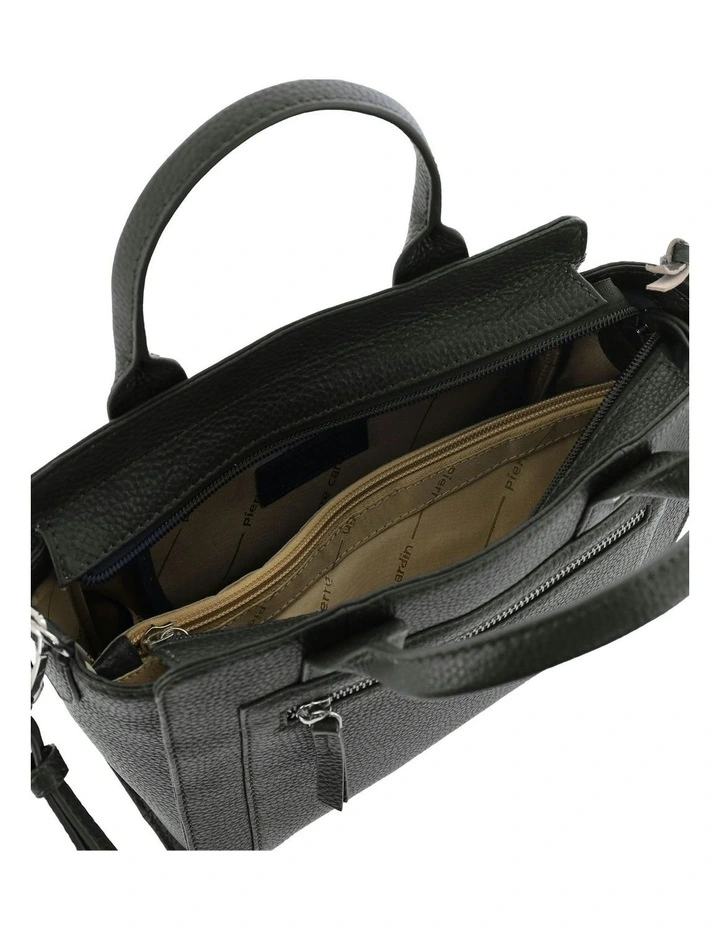 Mini Tote Leather Crossbody Bag in Black image 2