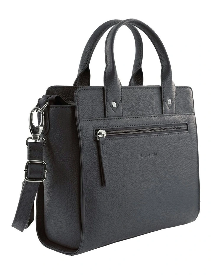 Mini Tote Leather Crossbody Bag in Black image 4