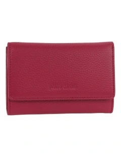 Leather Tri-Fold Wallet in Fuschia