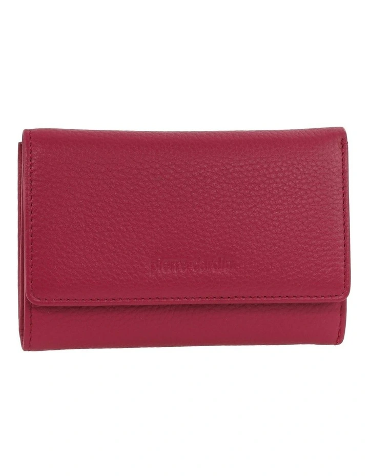 Leather Tri-Fold Wallet in Fuschia image 1