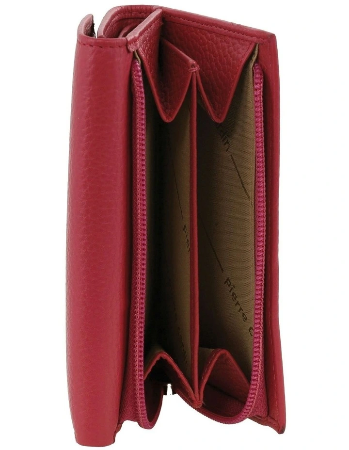 Leather Tri-Fold Wallet in Fuschia image 2