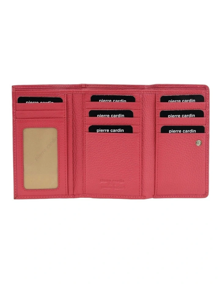Leather Tri-Fold Wallet in Fuschia image 3