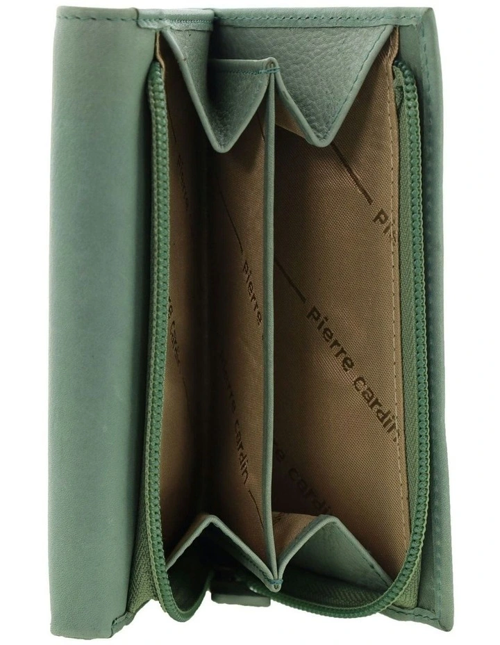 Leather Tri-Fold Wallet in Grape Leaf image 2
