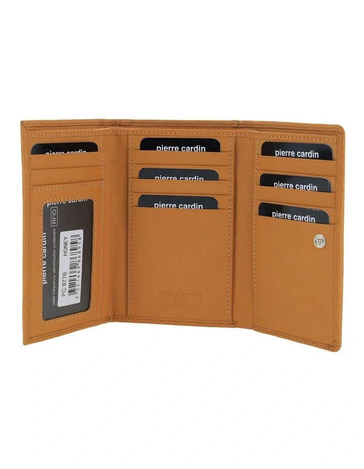 Leather Tri-Fold Wallet in Honey image 2