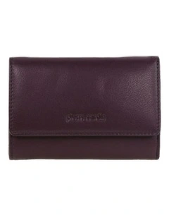 Leather Tri-Fold Wallet in Purple