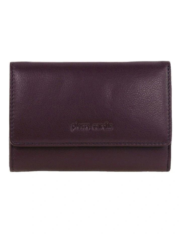 Leather Tri-Fold Wallet in Purple image 1