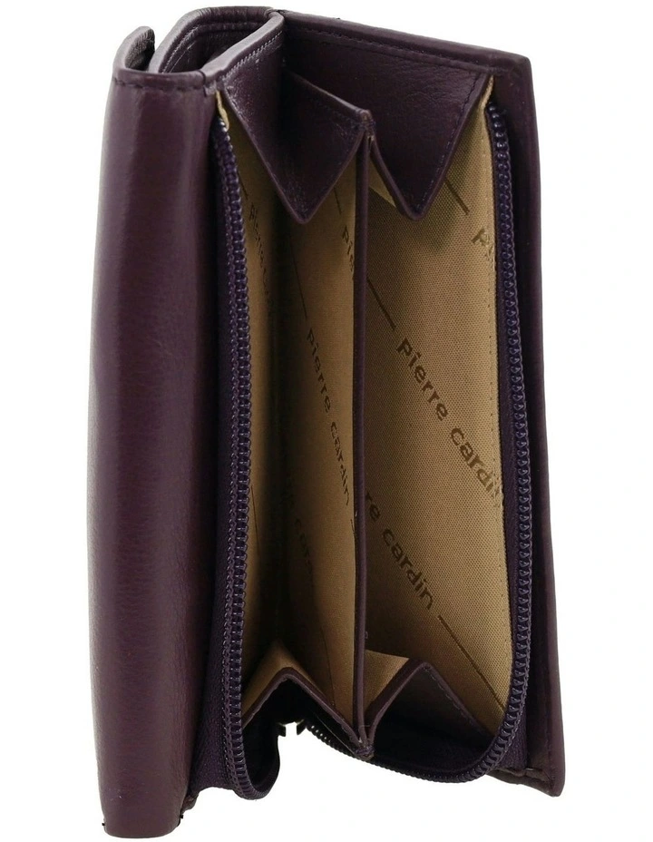 Leather Tri-Fold Wallet in Purple image 2