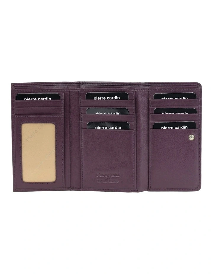 Leather Tri-Fold Wallet in Purple image 3