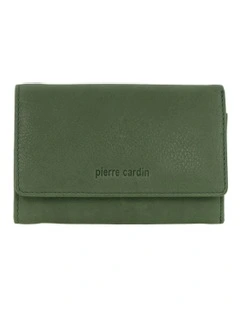 Leather Tri-Fold Wallet in Sage