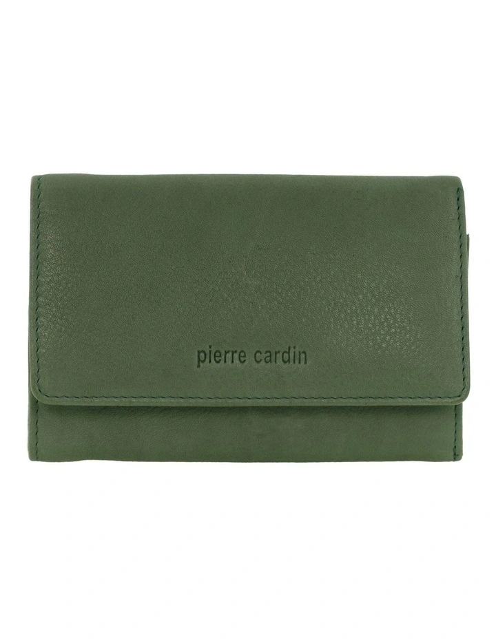 Leather Tri-Fold Wallet in Sage image 1