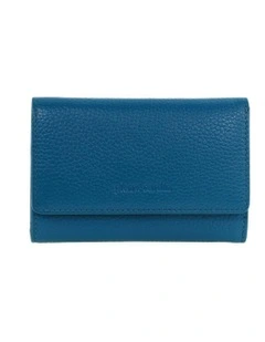 Leather Tri-Fold Wallet in Topaz