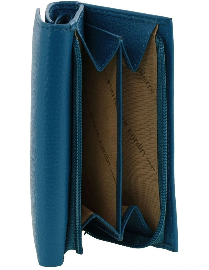 Leather Tri-Fold Wallet in Topaz image 2