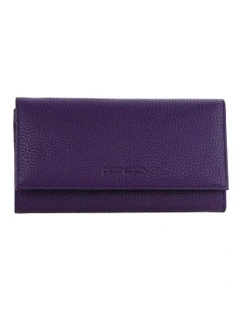 Rustic Leather Wallet in Purple
