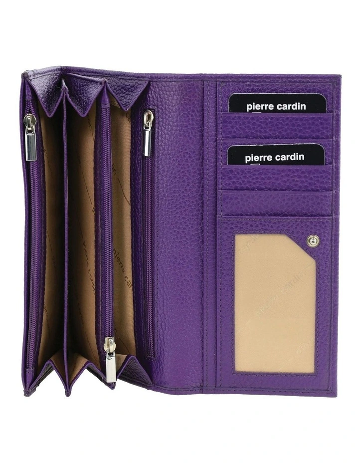 Rustic Leather Wallet in Purple image 2
