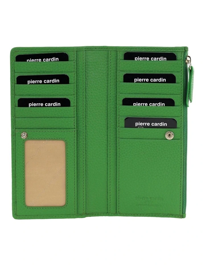 Genuine Leather Bi-Fold Wallet in Green image 2