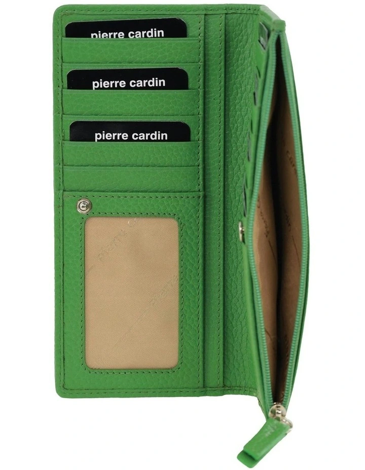 Genuine Leather Bi-Fold Wallet in Green image 3