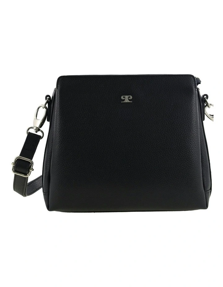 Leather Crossbody Bag in Black image 3