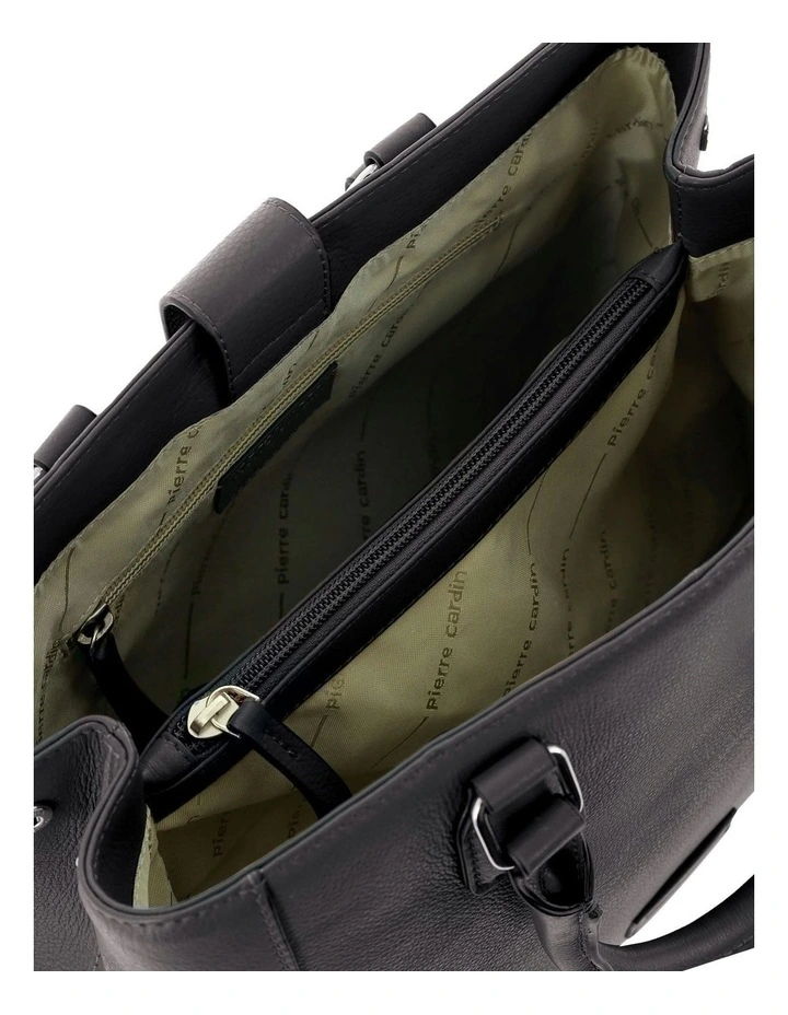 Leather Tote With Detachable Strap Bag in Black image 2