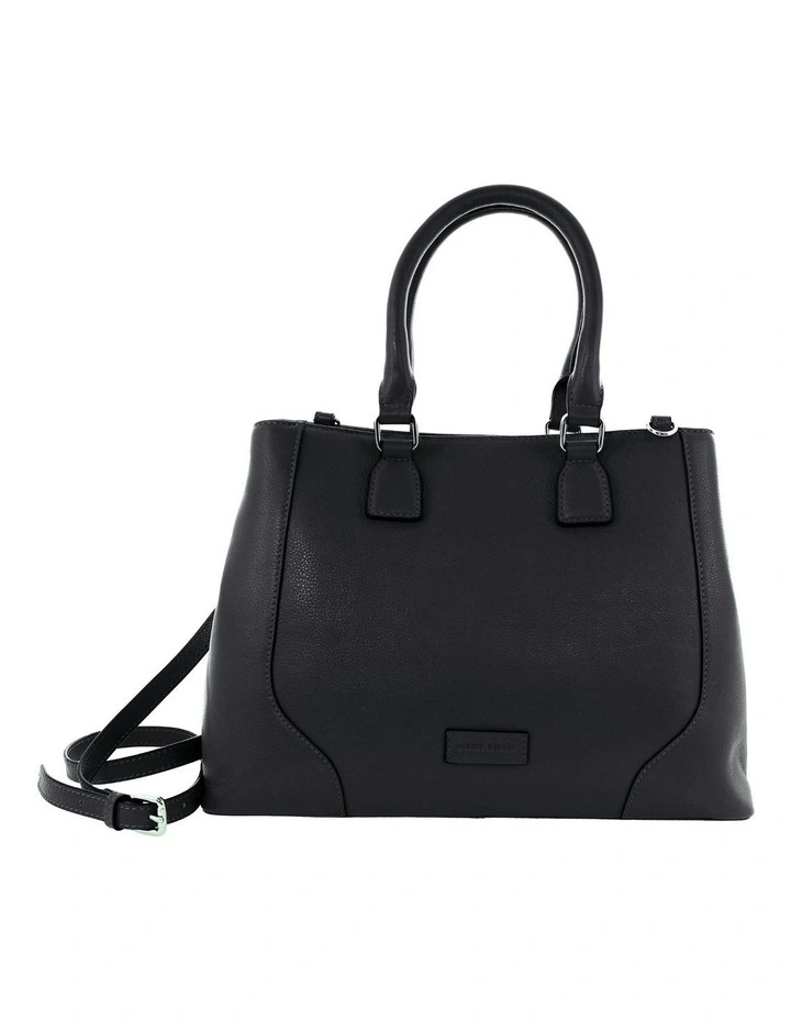 Leather Tote With Detachable Strap Bag in Black image 3