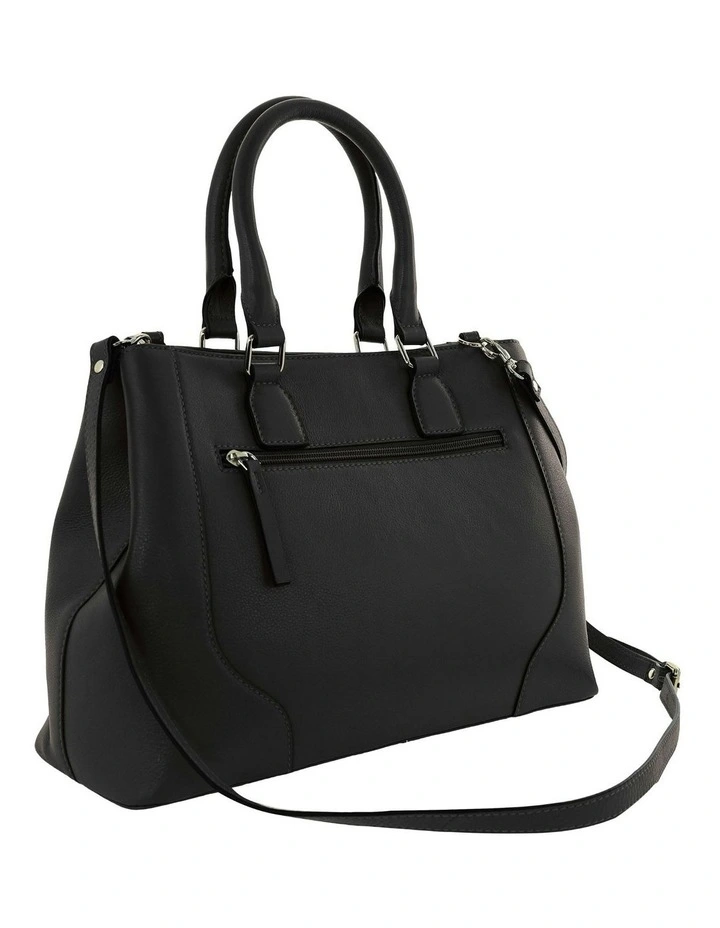 Leather Tote With Detachable Strap Bag in Black image 4