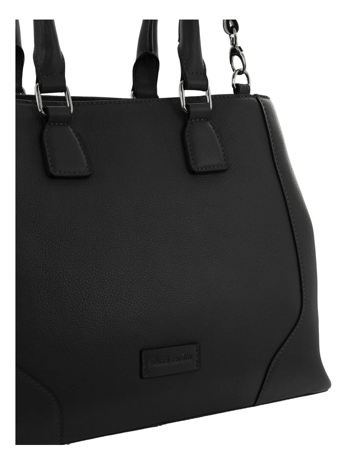Leather Tote With Detachable Strap Bag in Black image 5