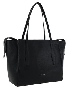 Leather Shopper Tote Bag in Black
