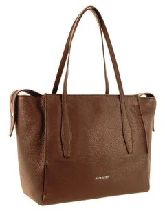 Leather Shopper Tote Bag in Tan