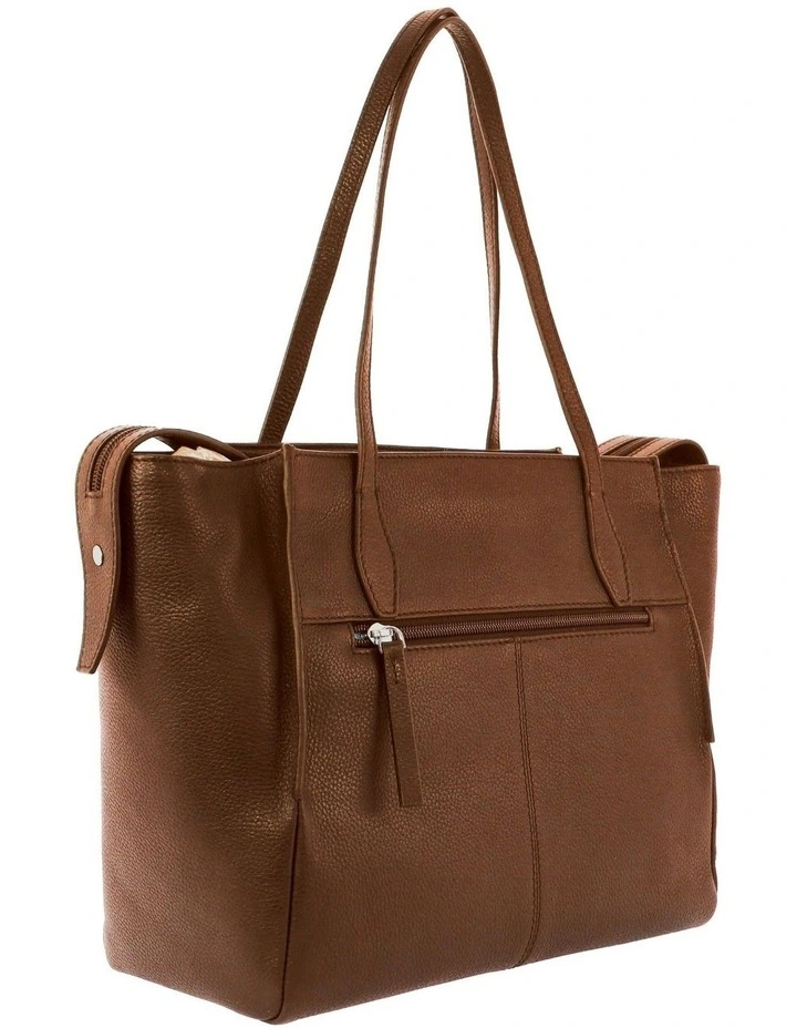 Leather Shopper Tote Bag in Tan image 4