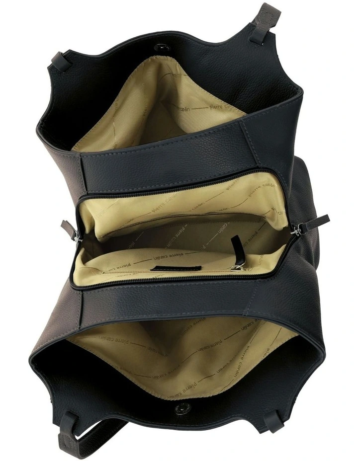 Leather Tote Bag in Black image 2